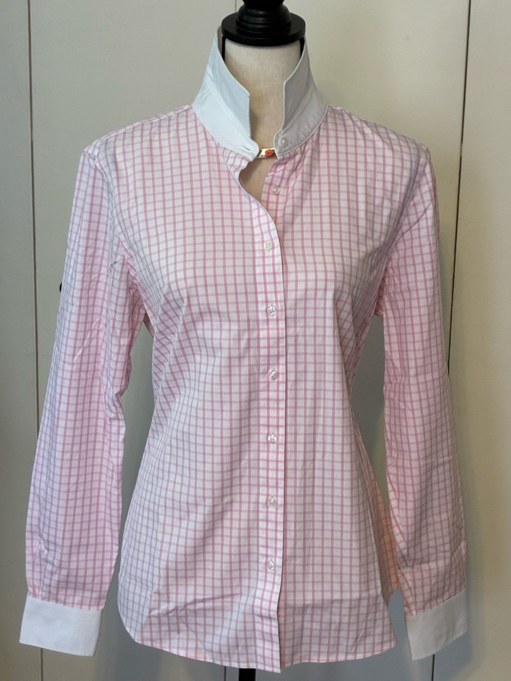 Brooks Brothers Fitted Non-Iron Pink Checkered Shirt with White Collar/Cuffs